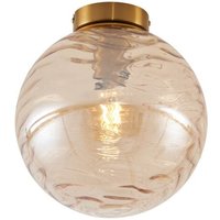 Design Ceiling Light Brass with Amber Fading Glass - Pillon