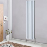 NRG - Designer 1800x408 Vertical Flat Double Panel Column Radiator Modern White Bathroom Heater Central Heating
