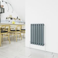 AICA Designer Oval Column Radiator Horizontal 600 x 413 mm HxW Single Anthracite