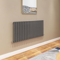 Aica Sanitaire - aica Oval Column Radiator 600x1180mm Central Heating Horizontal Single Stylish Anthracite
