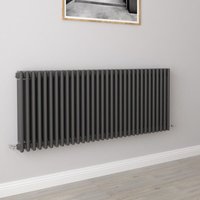 AICA Traditional Radiator Central Heating Cast Iron Style 3 Column Horizontal 600x1460mm Anthracite
