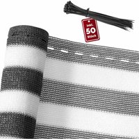 Fence Privacy Shade Screen Garden Railing Awning Balcony Sun and uv Protection 150g/sm Weatherproof Shield Fabric grau-weiß 1x10 m (de) - Detex