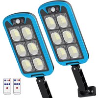 2-Pack Outdoor Solar Lights, 150 LED Solar Street Lights, 3 Modes with Motion Sensor and Remote Control, IP65 Waterproof for Yard, Blue