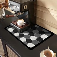 Dish draining mat, 40 × 30 cm, super absorbent, for coffee machine (honeycomb texture)