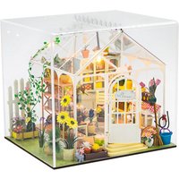 DIY Garden House Book Nook Shelf Insert Miniature Building Kits Wooden Doll Flower Room Bookshelf A