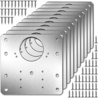 Door hinge repair plate with hole - 10 pieces, cabinet door hinge repair kit with 60 screws - for shelves and cupboards