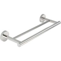 Double Bathroom Towel Rack with Wall-Mounted Towel Ring, Polished Chrome Towel Holder in SUS304 Stainless Steel, Wall-Mounted Length