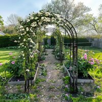 Unho - Double Column Garden Arch Trellis Curved Metal Archway Branch