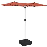 Double-Head Garden Parasol with LEDs Terracotta 316x145 cm Vidaxl
