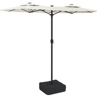 Double-Head Garden Parasol with LEDs Sand White 316x145 cm Vidaxl