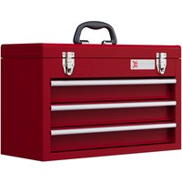 Durhand - Lockable Tool Chest with Ball Bearing Slide Drawers Red 3 Drawers