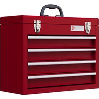 DURHAND Lockable Tool Chest with Ball Bearing Slide Drawers Red 4 Drawers