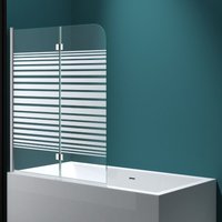 Durovin Bathrooms 1400 x 960mm Over Bath Shower Screen 180° Pivot Door Glass Panels & Screens for Baths, 6mm Toughened Safety Glass
