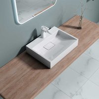 Durovin Bathrooms - Bathroom Cloakroom 500 x 380mm (WxD) Cast Stone Resin bathroom Basin - Wall Hung Or Countertop basin Sink One Tap Hole