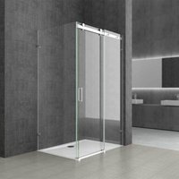 Durovin Bathrooms - l Shape Rectangular frameless Shower Enclosure - Sliding Door - 8mm Safety Clear Glass - 1200 x 750mm