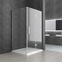 Durovin Bathrooms - Shower Enclosure - l Shape Rectangular - Hinged Door and Clear Panel - 1000mm x 900mm Inlcude Anti-Slip Acrylic Tray