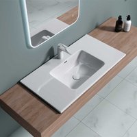 Durovin Bathrooms - Bathroom Cloakroom 900 x 480mm Stone Resin Bathroom Basin - Self Rimming Drop In Sink - One Tap Hole With Overflow