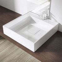 Durovin Bathrooms - Bathroom Cloakroom 50x50CM Stone Resin Basin - Wall Hung Or Countertop Mount Square Bathroom Sink Concealed Waste