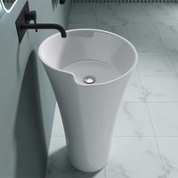 Durovin Bathrooms - Bathroom Cloakroom 530 x 530 x 880mm (WxDxH) Stone Resin Pedestal Basin - Round Freestanding Sink - Basin Only