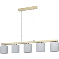 Eglo Castralvo 5 Lamp Straight Bar Pendant Ceiling Light Satin Nickel, Brown