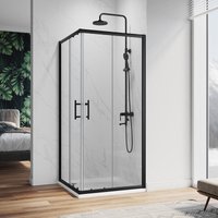 760 x 760 mm Sliding Corner Entry Shower Enclosure Door Cubicle Matt Black Frame - Elegant