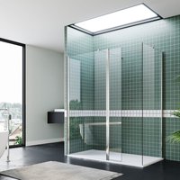 1000mm Open Entry Shower Cabin 700mm Side Panel Shower Screen 300mm Flipper Glass Panel Bathroom Door Shower Enclosure - Elegant