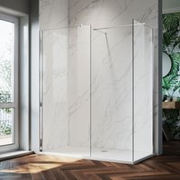 1100mm Frameless Wet Room Shower Screen Panel, 900mm Side panel, Walk in Shower Enclosure with Support Bar, 8mm Easy Clean Glass, 1900mm Height
