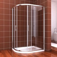 1200x800mm Left Quadrant Sliding Shower Cubicle Bathroom Corner Shower Door 6mm Easy Clean Shower Screen with Tray and Waste Trap - Elegant