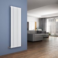 Elegant - 1600 x 472mm White Designer Radiator Vertical Oval Column Panel Single Panel Rad