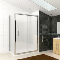 ELEGANT 1700mm Sliding Shower Screen Walk in Glass Cubicle 800mm Side Bath Door Panel 8mm Nano Coated Bathroom Cabin