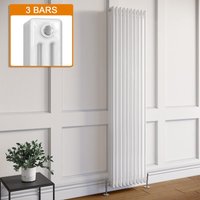 Elegant - 1800 x 470mm White Traditional Radiator Vertical Cast Iron Style Triple Column Rad