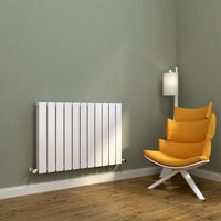 Elegant - 600x836mm Horizontal Designer Double Flat Panel Column Radiator White Central Heating with Thermostatic Radiator Valves