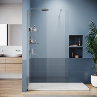 6mm Walk-in Shower Door Shower Enclosure with 2 8mm Triangular Glass Shelves 1200x1850mm Shower Screen with Aluminum Support Bar - Elegant