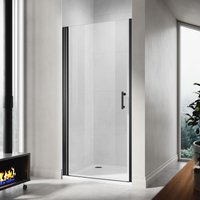 700mm Frameless Pivot Shower Door Enclosure 5mm Safety Glass Reversible Shower Cubicle Door Black - Elegant