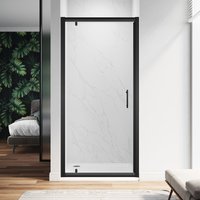 800mm Pivot Hinge Shower Door 6mm Safety Glass Shower Enclosure Cubicle Matte Black Frame - Elegant