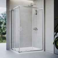 ELEGANT Aluminum Frame Shower Doors Corner Entry Shower Enclosure 6mm Toughened Safety Glass Shower Cabin, 100 x 76 x 185 cm