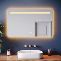ELEGANT Bathroom LED Mirror Vanity Mirror with Demister Shaver Socket and 3 Lighting Modes Double Light Strips, Square 800x600mm