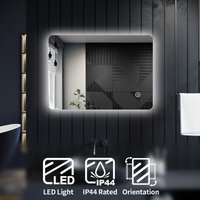 Elegant - Bathroom Mirror Vertical Horizontal Aluminium Framed Mirror 700x500mm Backlit led Bathroom Mirror with Touch Sensor