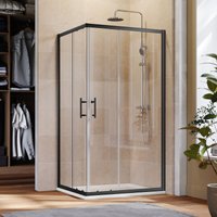 ELEGANT Black Frame 1000 x 900 mm Corner Entry Shower Enclosure with Sliding Shower Door for Bathroom Wet Room
