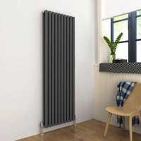 Elegant - Central Heating Radiator 1800 x 590mm Vertical Anthracite Double Panel Oval Column Rad
