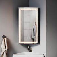 Elegant - Corner Bathroom Mirror Cabinet 385x700m with led Light Demister Shaver Socket Dimmable Bathroom led Mirror