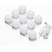 ELEGANT Hollywood Mirror Make Up Mirror Lights with 10 Bulbs Dimmable Switch LED Light USB White Hollywood Vanity Mirror for Bedroom