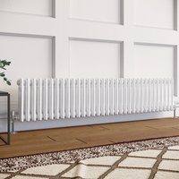Elegant - Horizontal Column Radiator White Radiator Cast Iron Radiator Column Radiator Rads with Valves 300 x 1505 mm