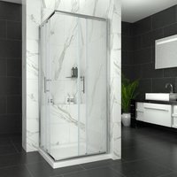 760 x 760mm Sliding Shower Door Square Shower Enclosure with Tray and Riser Kit - Elegant