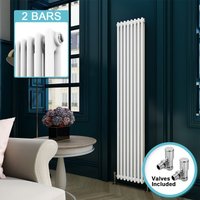 Elegant - Traditional Column Radiator Cast Iron Style Radiator Vertical Radiator 1800 White Double Radiator Rads with Valves 1800 x 372 mm