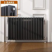 ELEGANT Traditional Radiator Anthracite Triple Horizontal Cast Iron Grey Radiator - Perfect for Kithcen, Living Room, Bathroom Radiators 3 Column 600