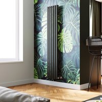 Elegant - Vertical Column Designer Radiator Anthracite Oval Single Panel Rad 1800 x 354mm