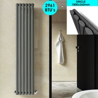 Elegant - Vertical Oval Column Radiator 1800 x 354 mm Anthracite Single Panel Designer Radiators