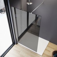Walk in Shower Door Wet Room Screen Glass Tempered Safety Glass 760 x 1900mm Grey + Chrome Frame 8mm Glass - Elegant