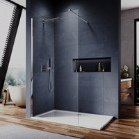 760mm Shower Screen, 6mm Tempered Toughened Glass with 800x1200mm smc Tray and Waste Trap